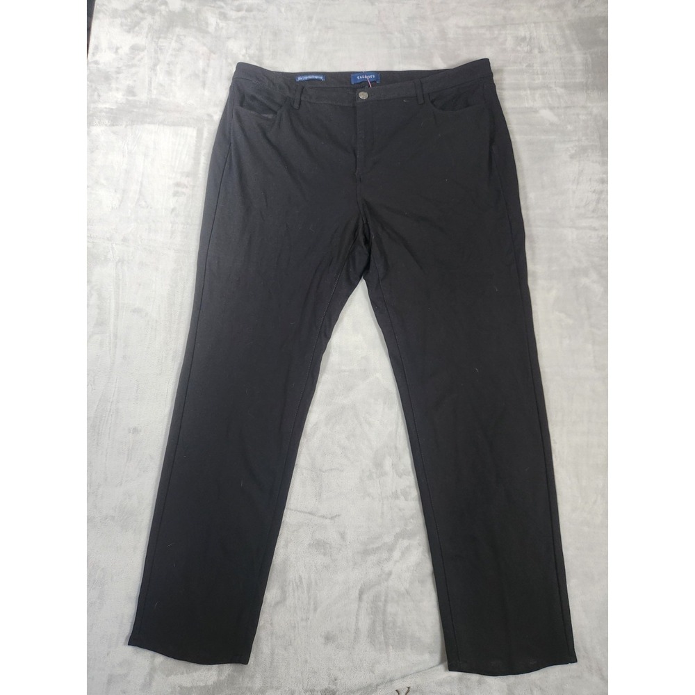 Talbots Womens Straight Leg Dress Pants 18W Black High Rise Stretch Career